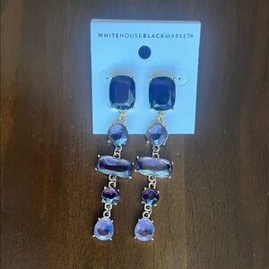 White House Black Market Amethyst and Gold Dangle Earrings